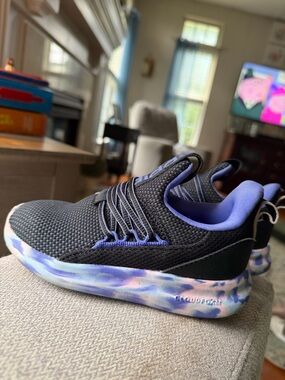 adidas Kids Black & Purple Cloudfoam Sneakers with Patterned Sole